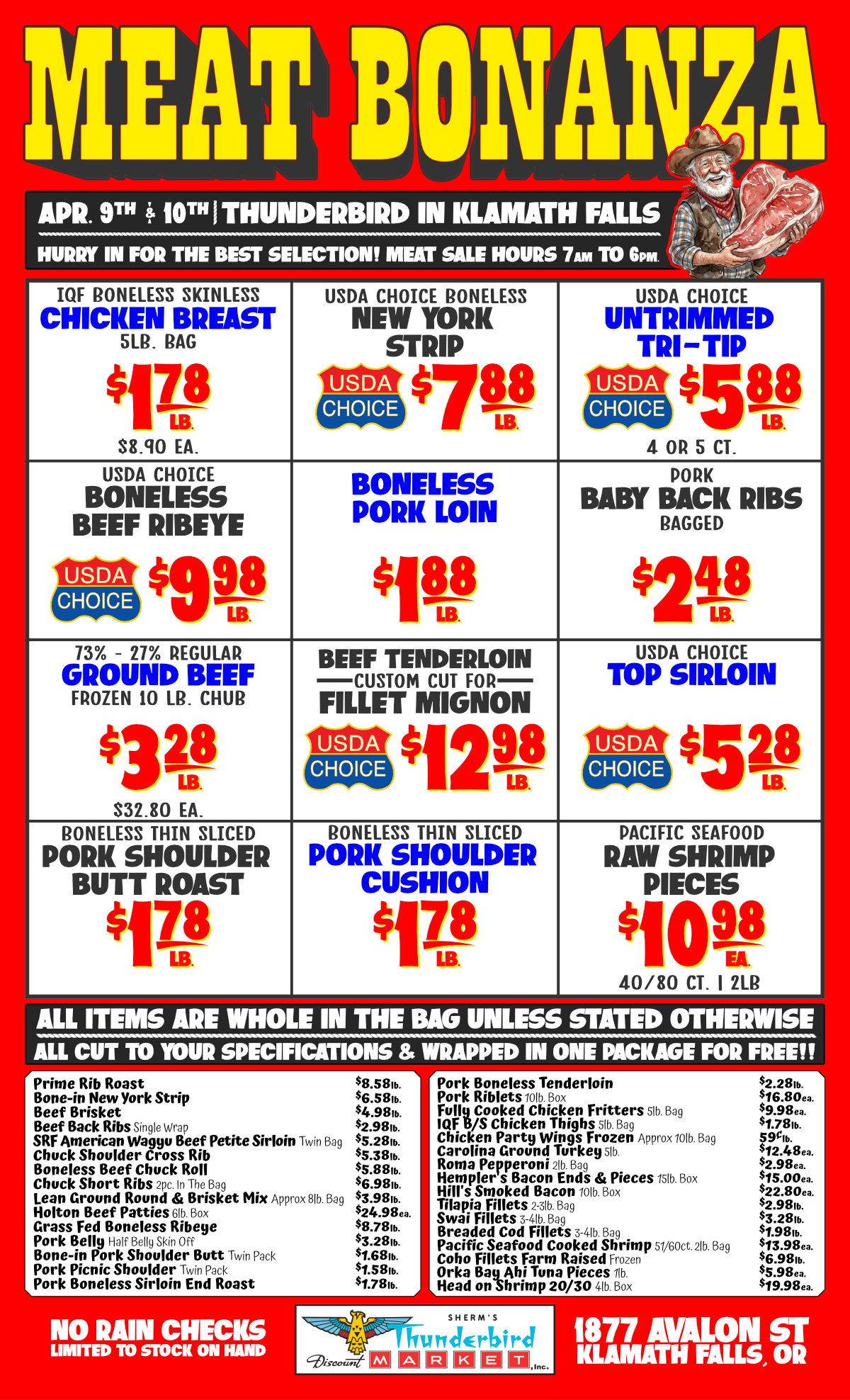 Thunderbird Klamath Falls Meat Bonanza Sale
