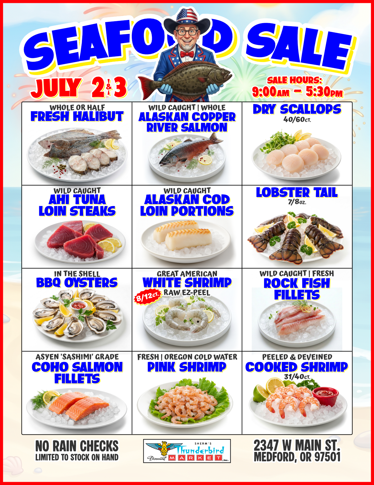 Seafood Sale at Thunderbird in Medford Teaser Flyer