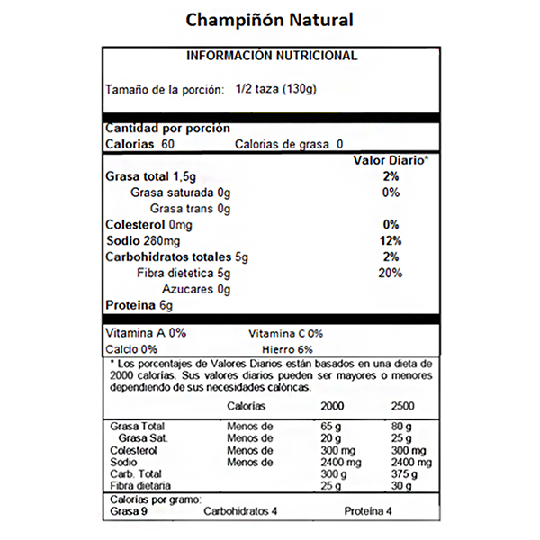 Champinones tajados x 200 gr
