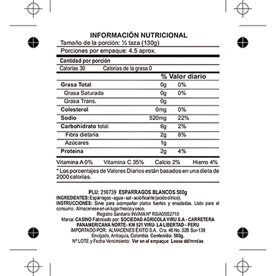 Esparrago Blanco X 530 gr