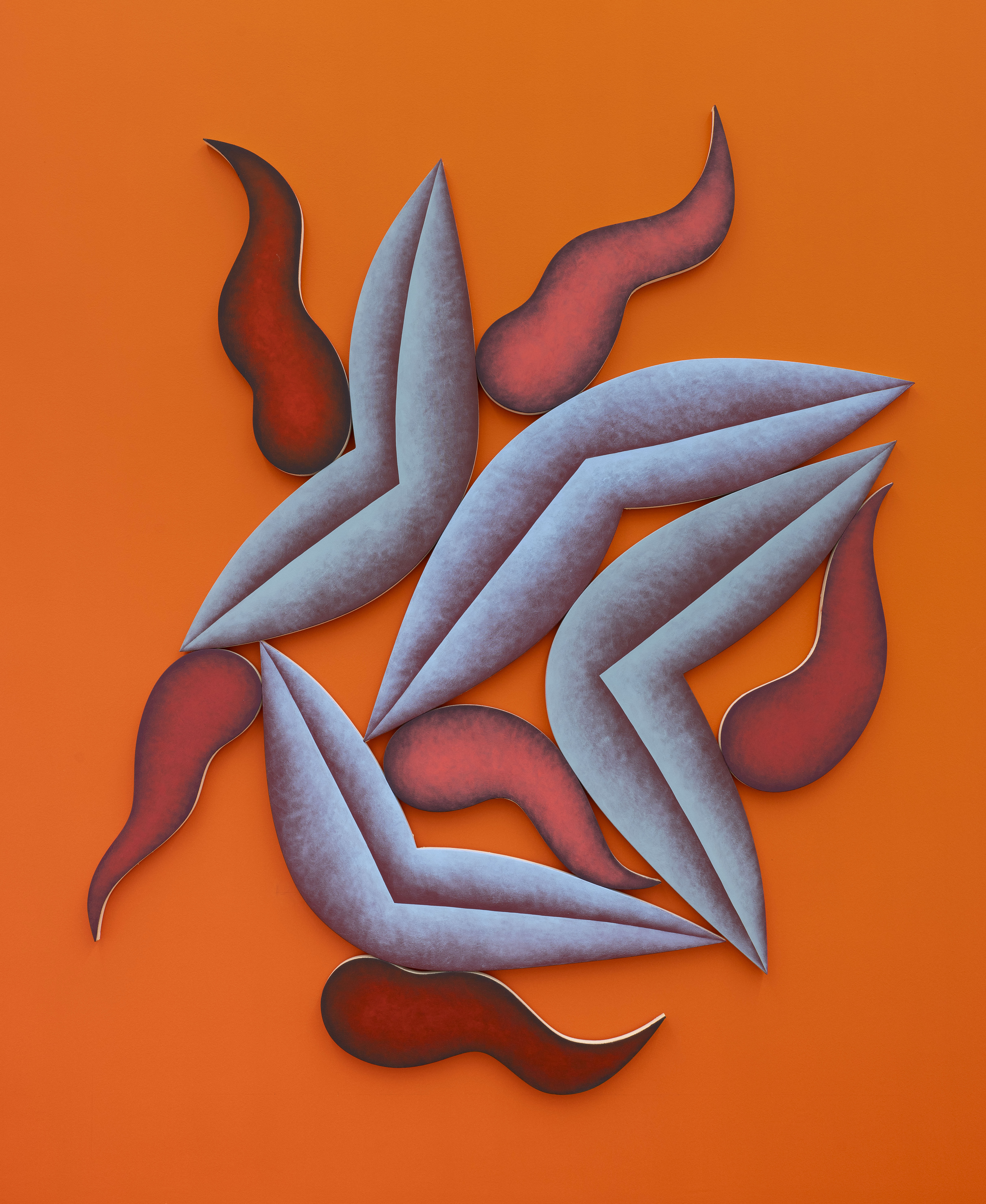 Corydon Cowansage, Blue, Red, Pink, Blue, Red, Pink, 2024, acrylic on canvas over shaped stretchers, 91 x 76 inches