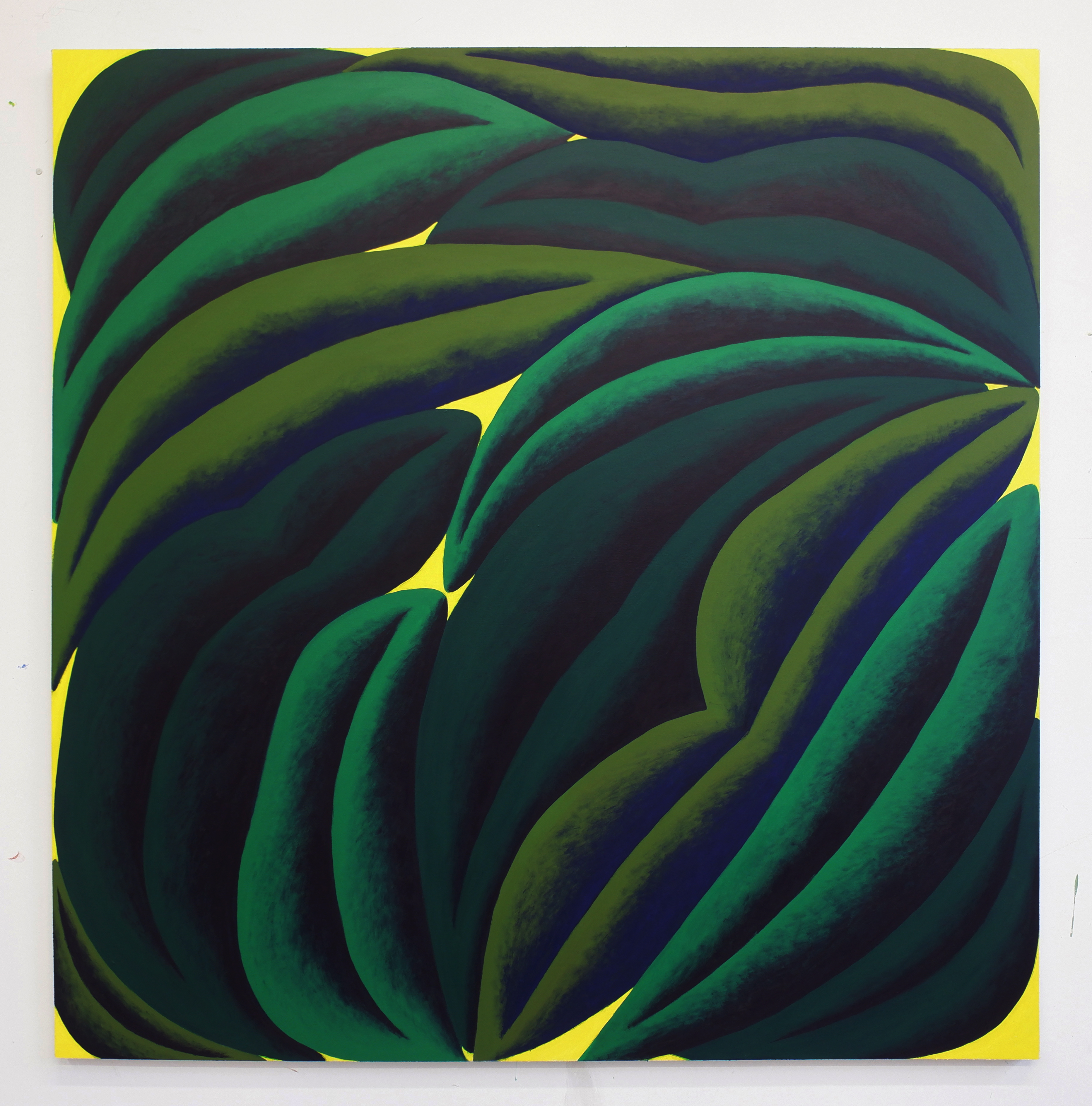 Corydon Cowansage, Green and Yellow, 2020, acrylic on canvas, 60 x 58 inches