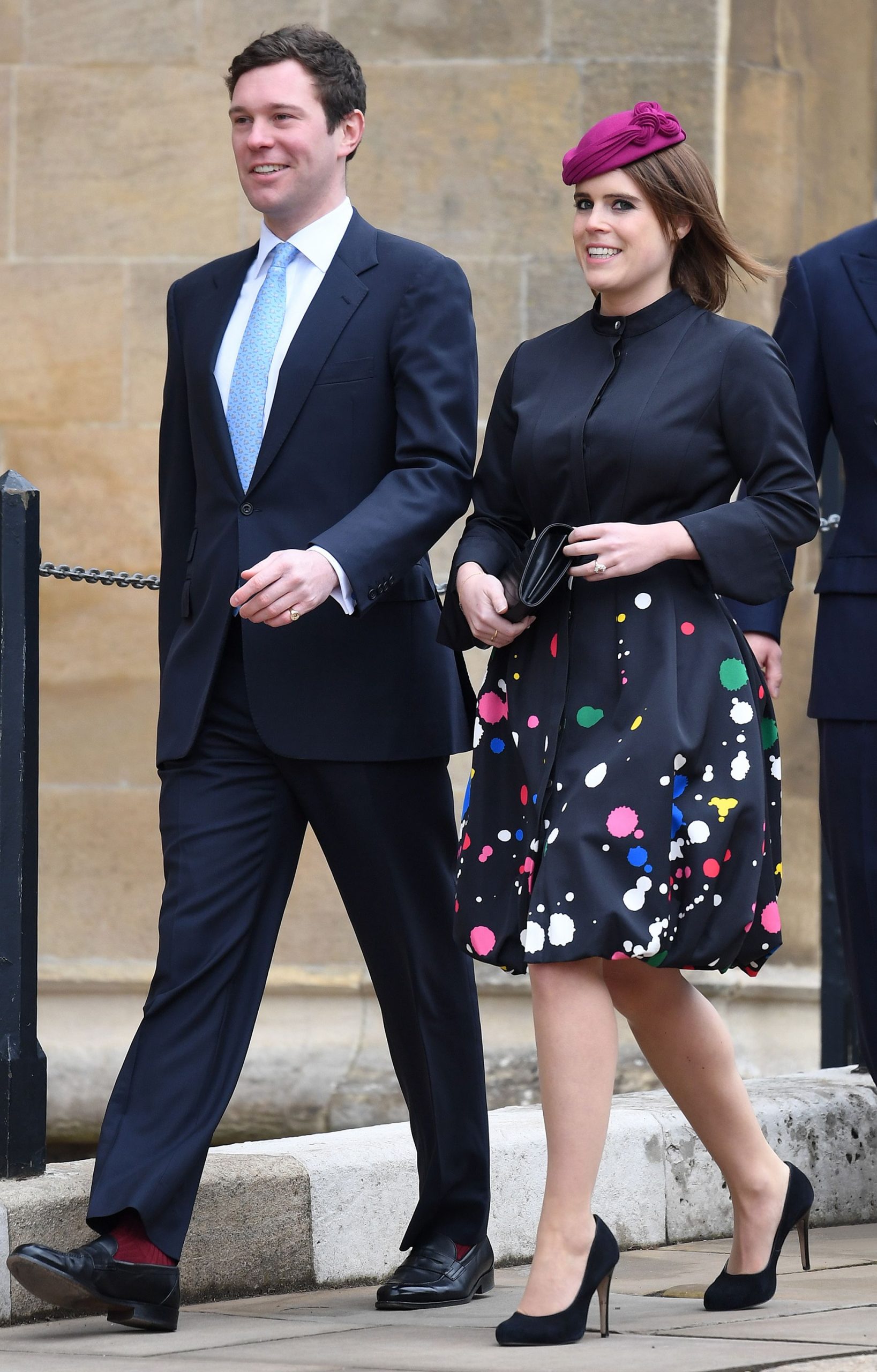 Jack Brooksbank y la princesa Eugenia en la capilla de St. George en Semana Santa.