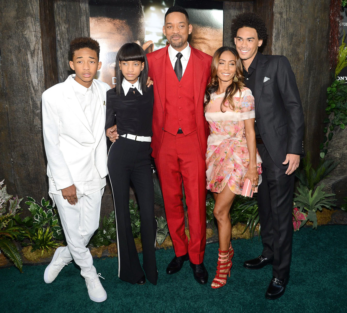 Jaden, Willow, Will, Jada Pinkett y Trey Smith.