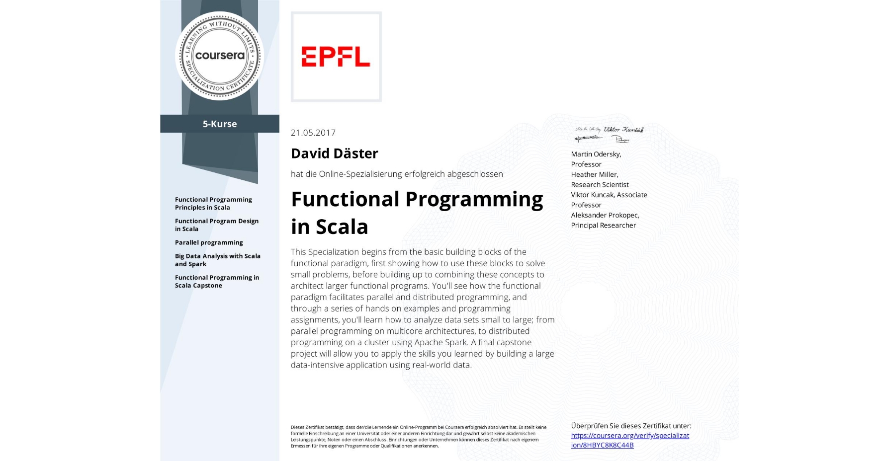 Functional Programming in Scala Specialization Badge