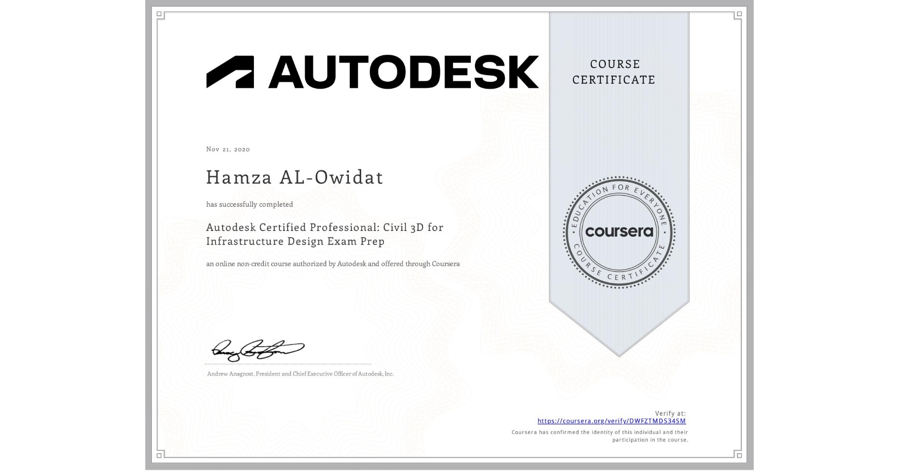 Autodesk Certified Professional: Civil 3D for Infrastructure Design Exam Prep