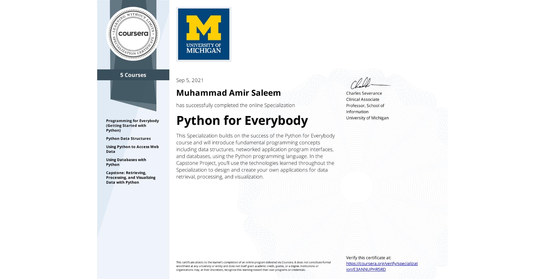 Python for Everybody (Specialization)