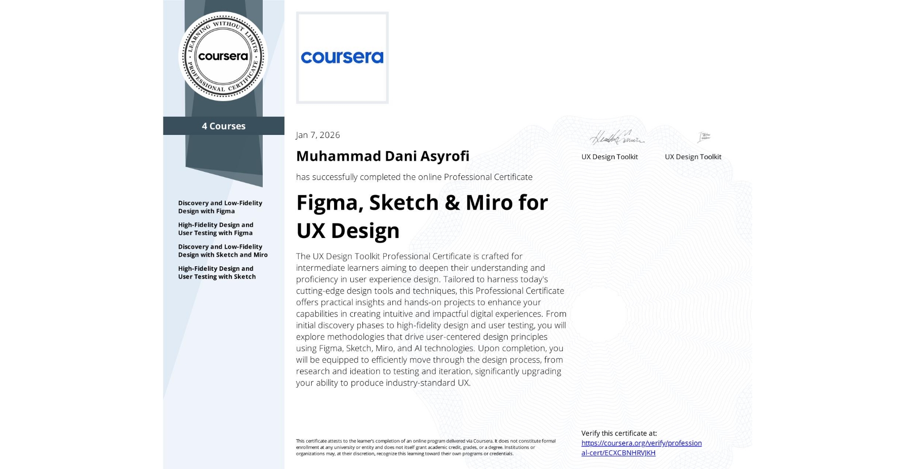 Figma, Sketch & Miro for UX Design