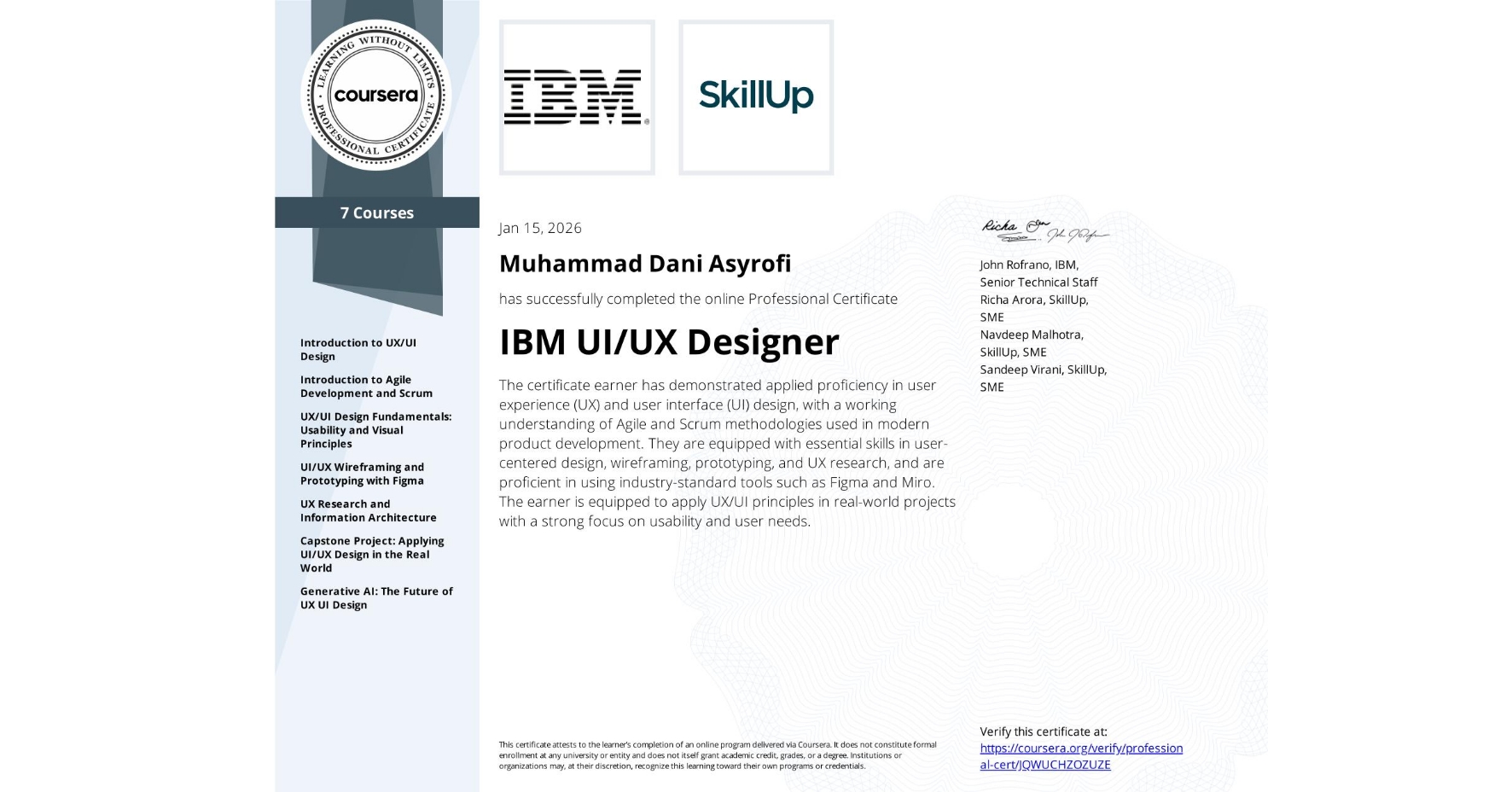 IBM UI/UX Designer Specialization
