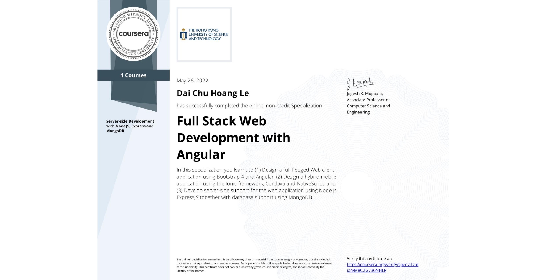 Full-Stack Web Development with Angular Specialization