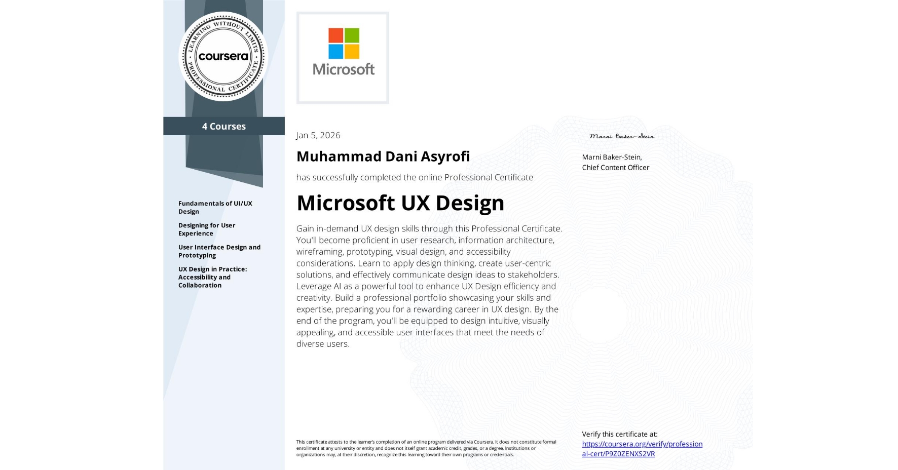 Microsoft UX Design Specialization