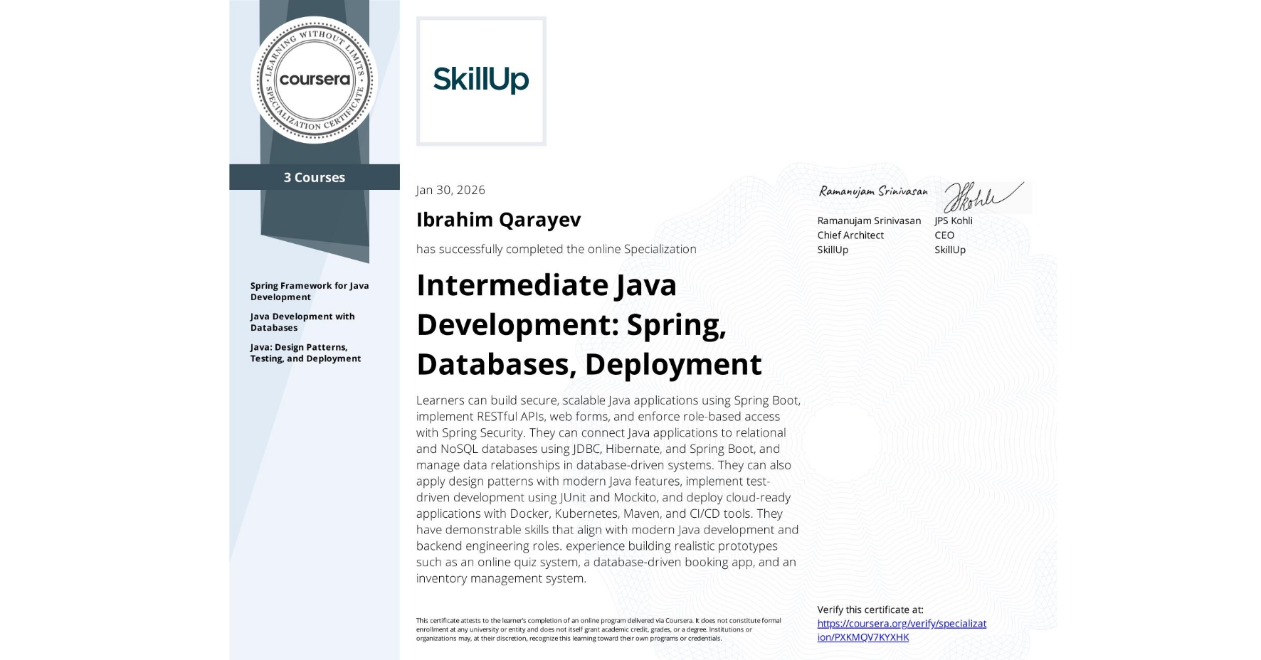 Intermediate Java Development