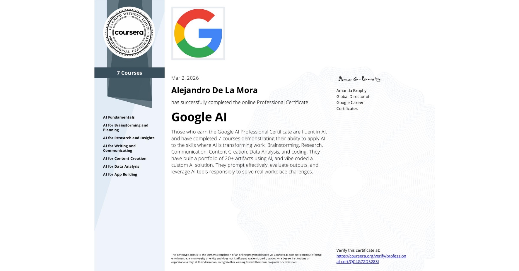 Google AI certificate
