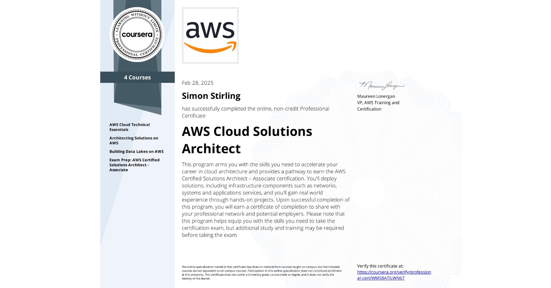 AWS Cloud Solutions Architect Specialization