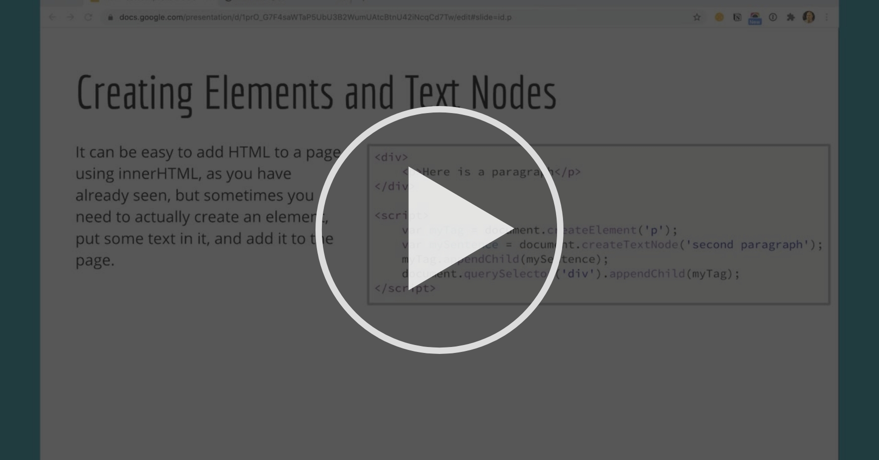 Creating Elements and Text Nodes - Using JavaScript in the Web Browser ...