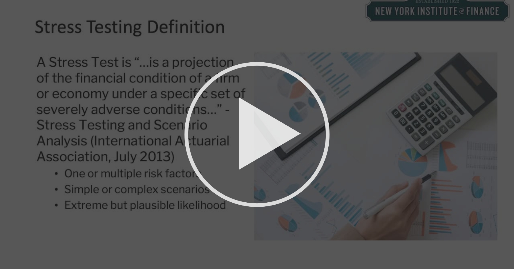 Stress Testing and Scenario Analysis Module 03 Managing and Modeling