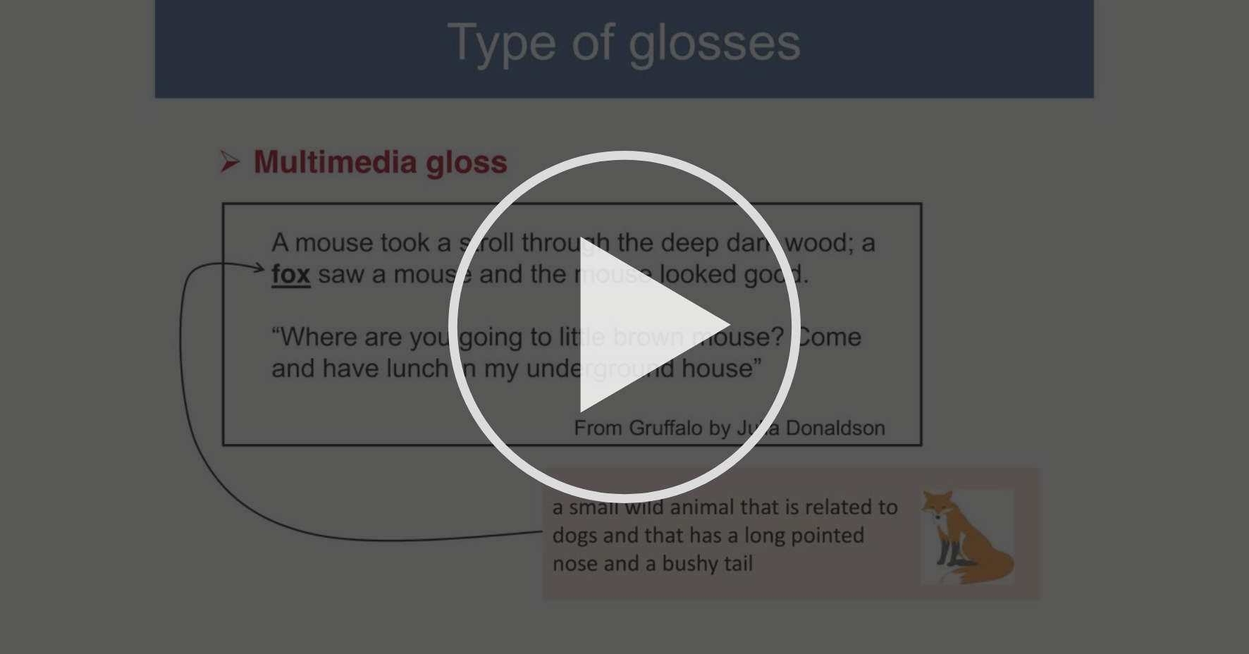 Glossing Focus on Language in the Reading Lesson Coursera