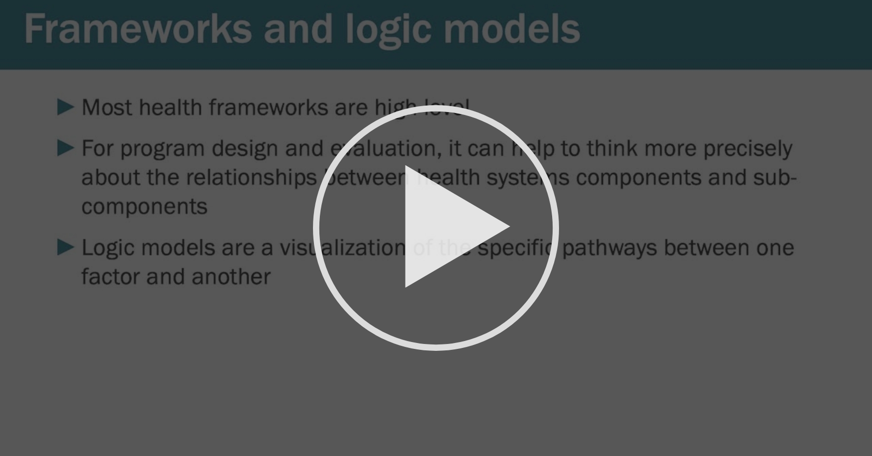 Applying a health systems lens to evaluation models (Part 1