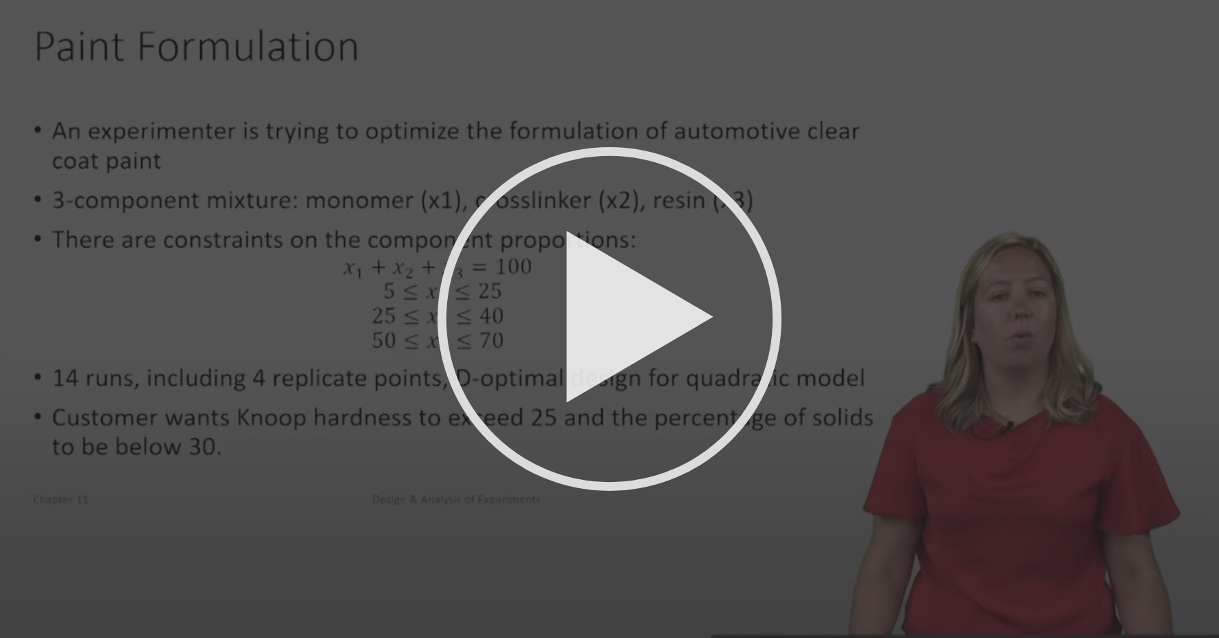 Paint Formulation Example Unit 3 Response Surface Methods and
