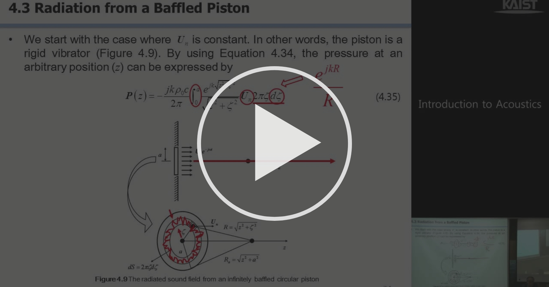 Lecture 22 Part 2. Baffled Piston Problem 2 KH Equation & Baffled