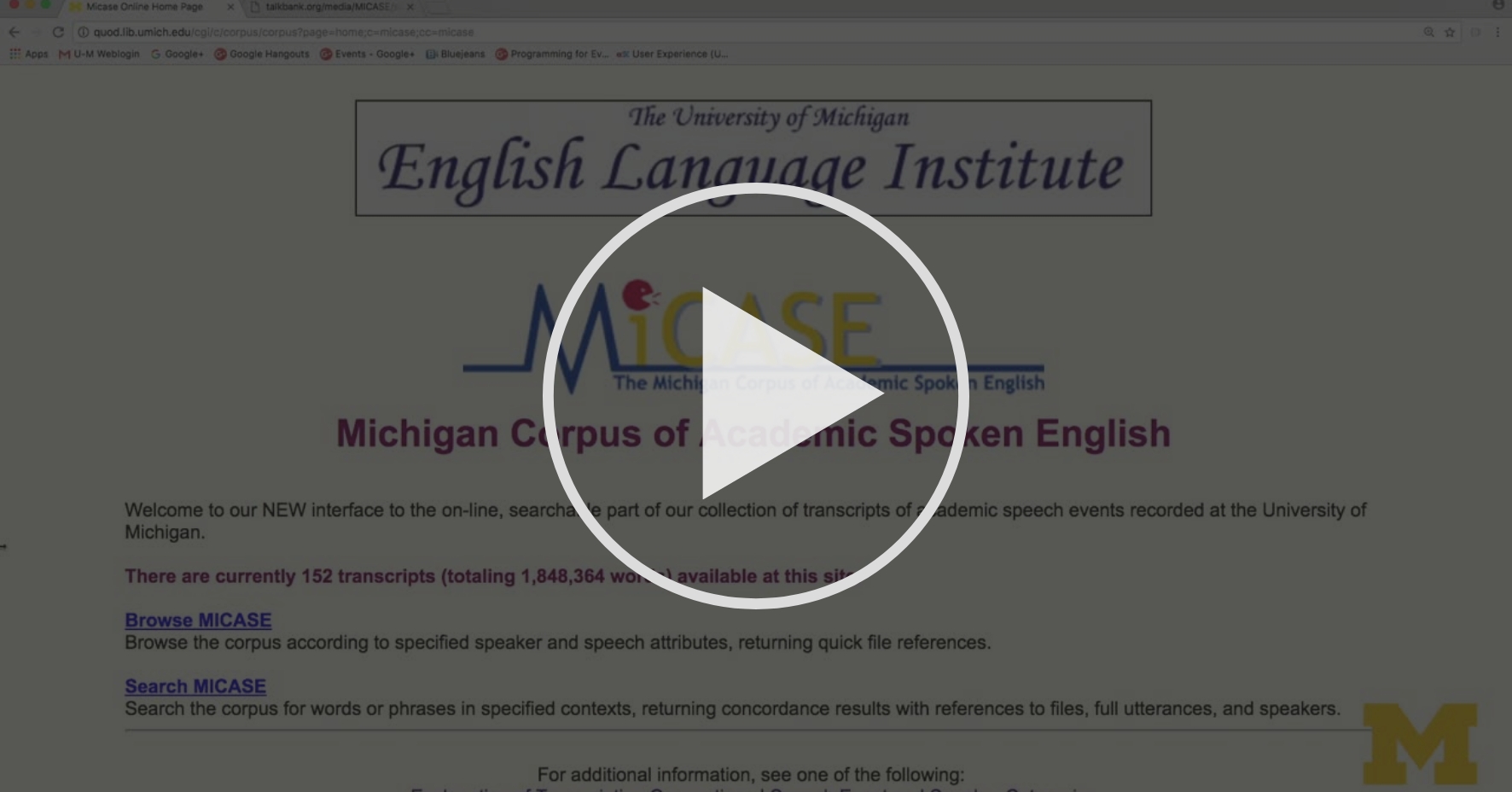 Introduction to MICASE Transcribed Real 
