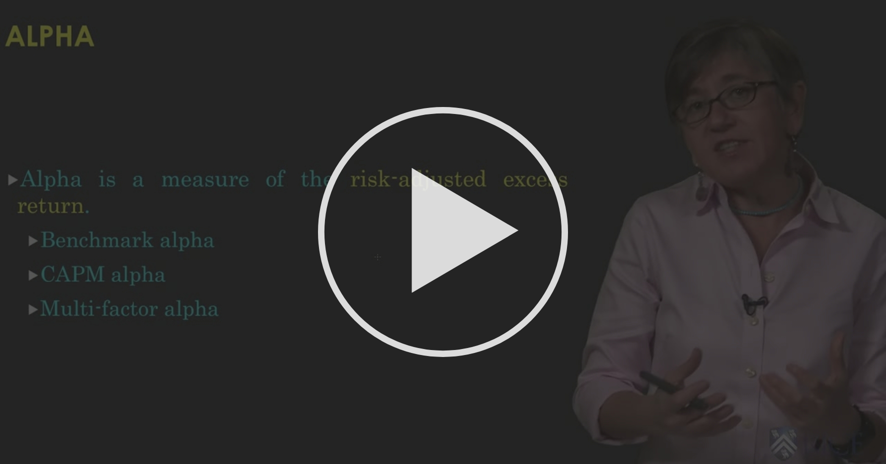 Jensen’s alpha Active vs. passive investing Riskadjusted return