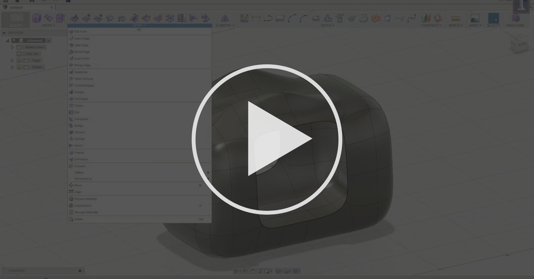 Using the Sculpt Tool 4 Module 4 Fusion 360 Advanced Coursera