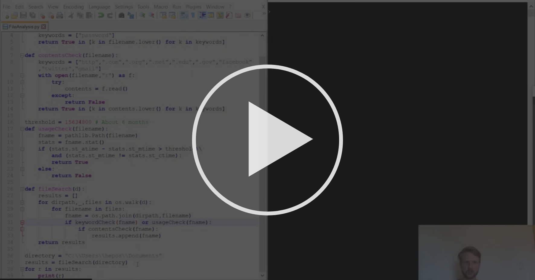 Searching the System with Python - Finding Credentials | Coursera