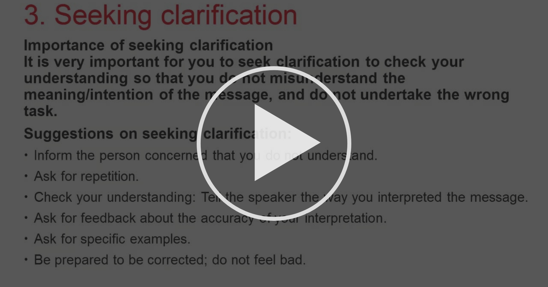 Seeking Clarification Effective Communication Coursera