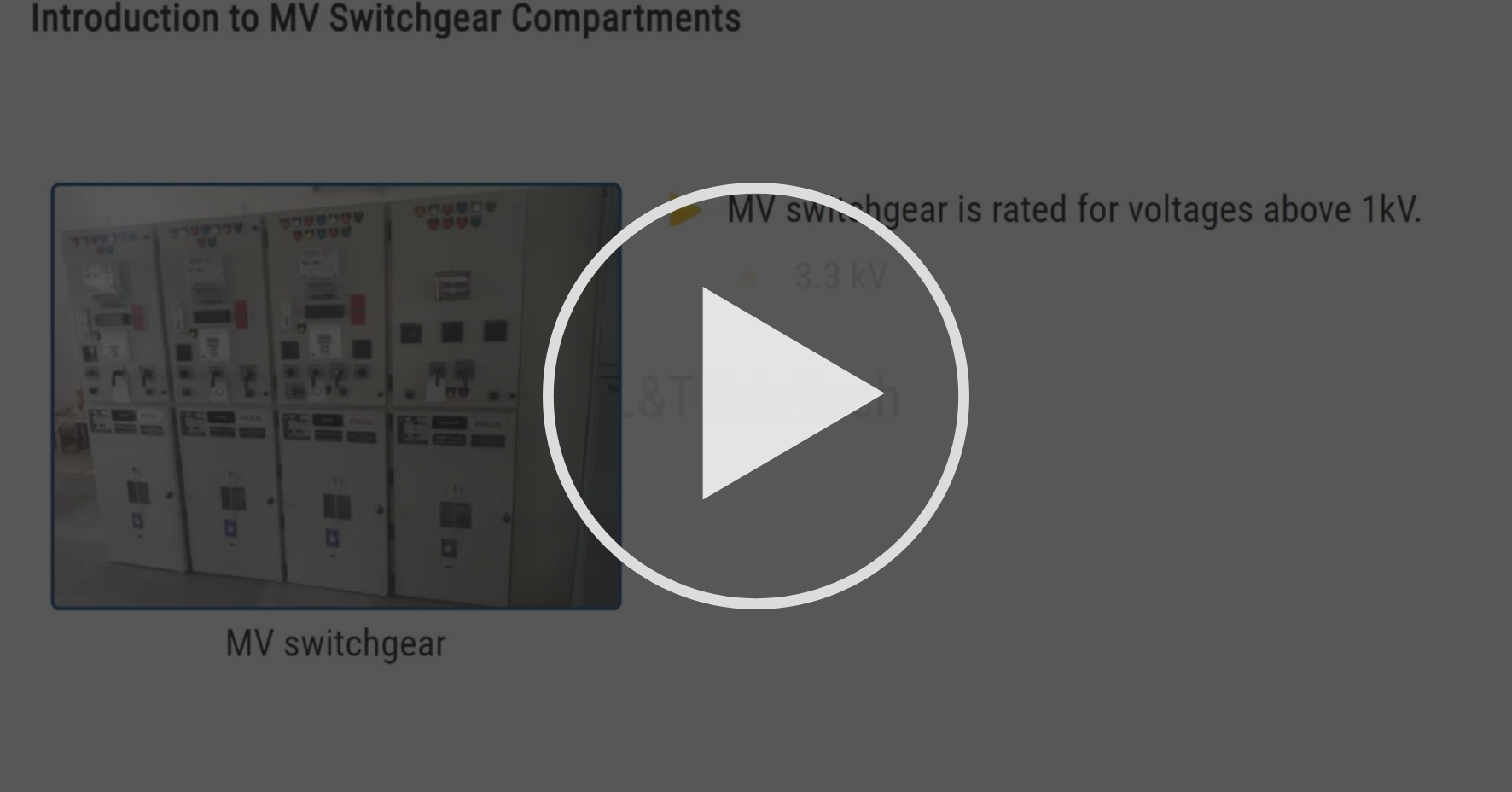 MV Switchgear Construction Switchgear Compartments LV & MV