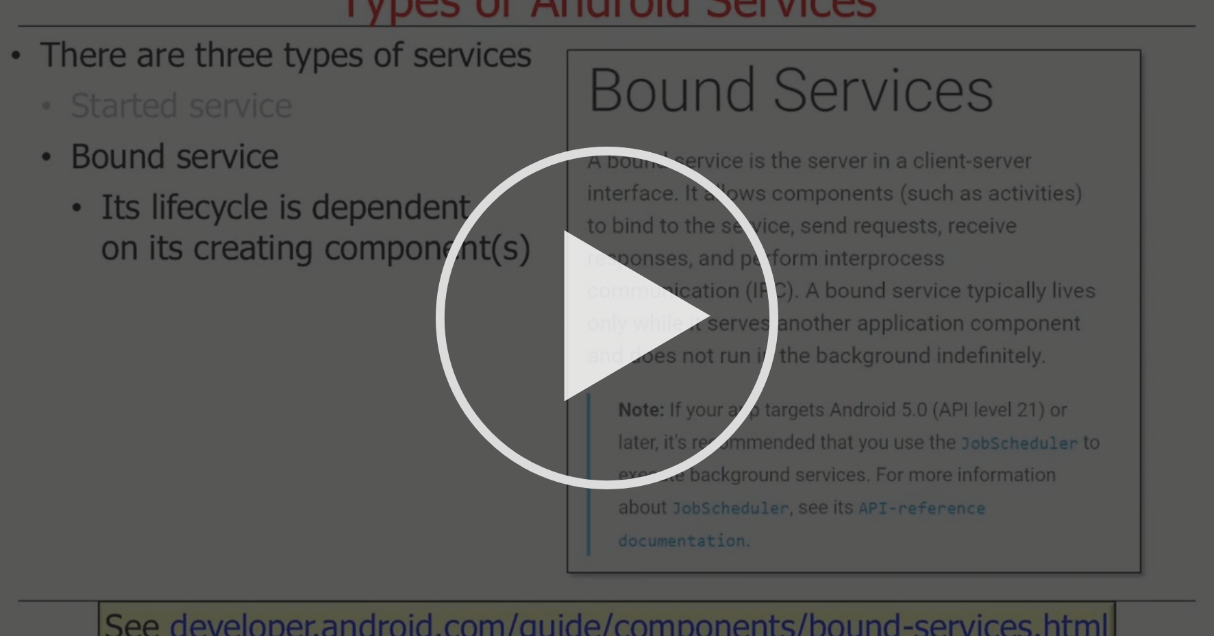 overview of android services part 2 android started and bound services coursera
