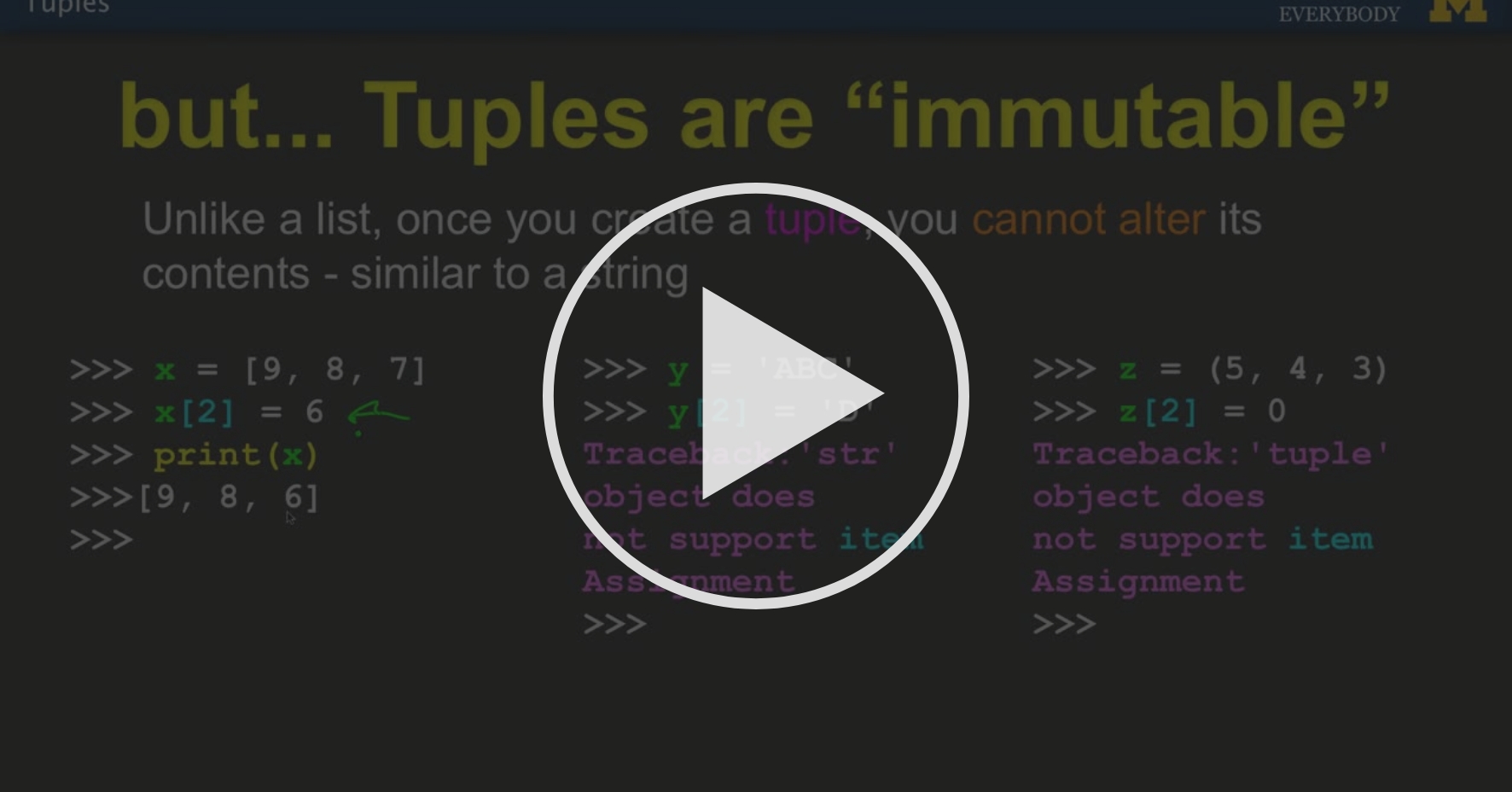 10 - Tuples - Chapter Ten: Tuples | Coursera