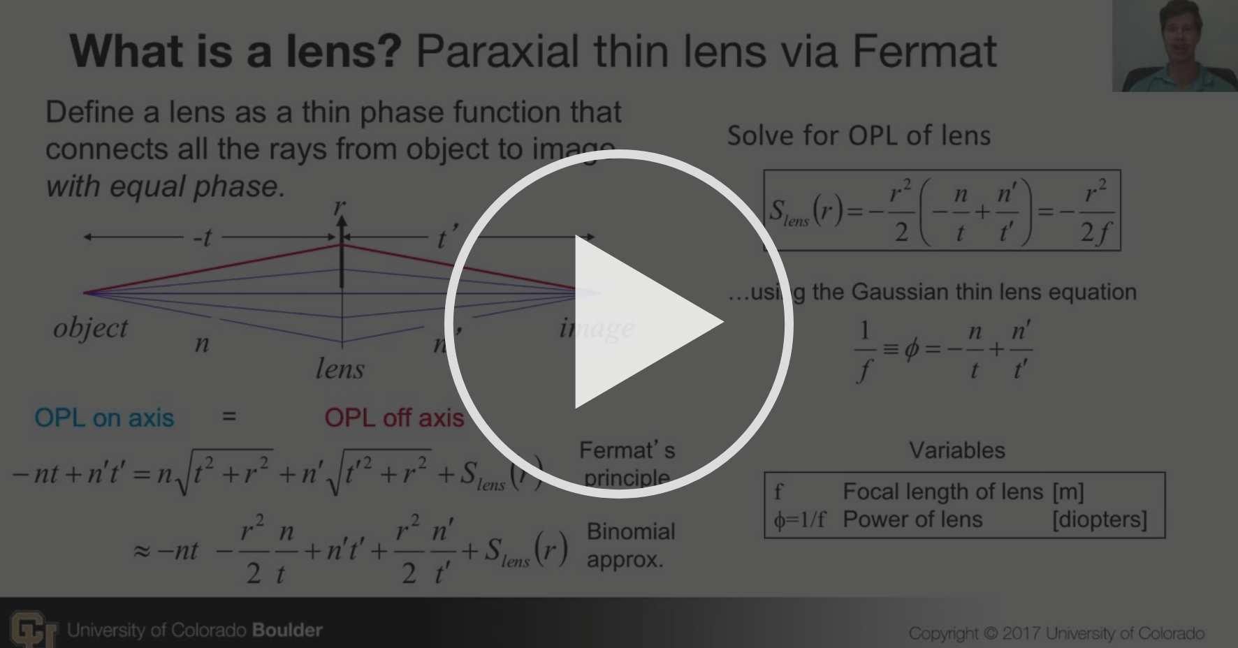 Optical Path Length of a Paraxial Lens Thick Optics and Mirrors