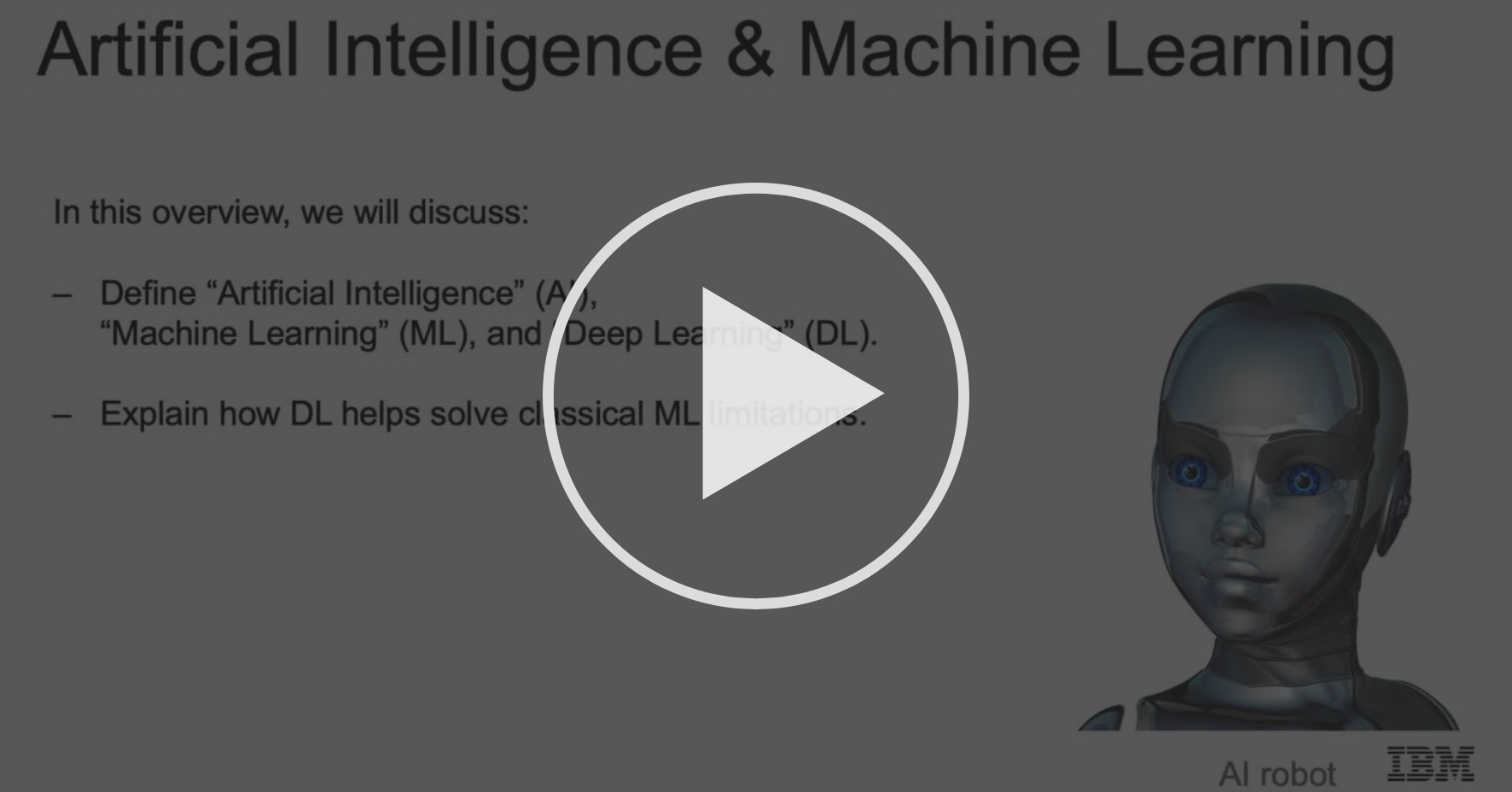 Introduction to Artificial Intelligence and Machine Learning - A Brief ...
