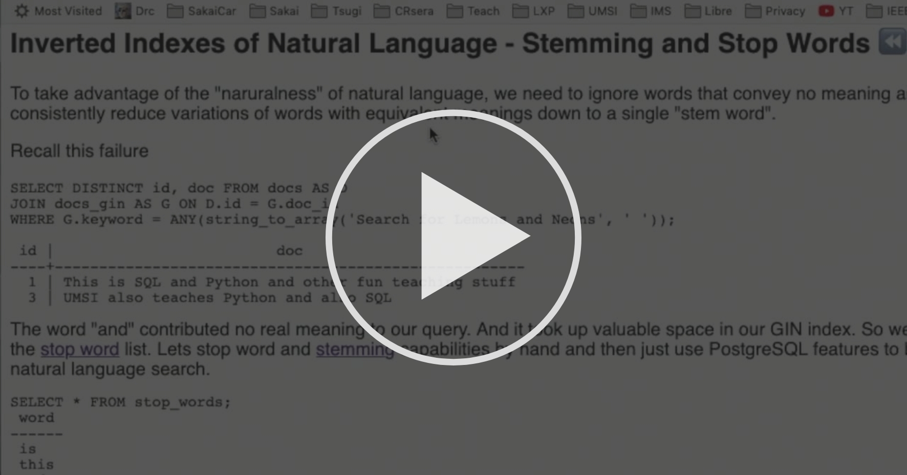 Building a Natural Language Index with SQL - Natural Language | Coursera