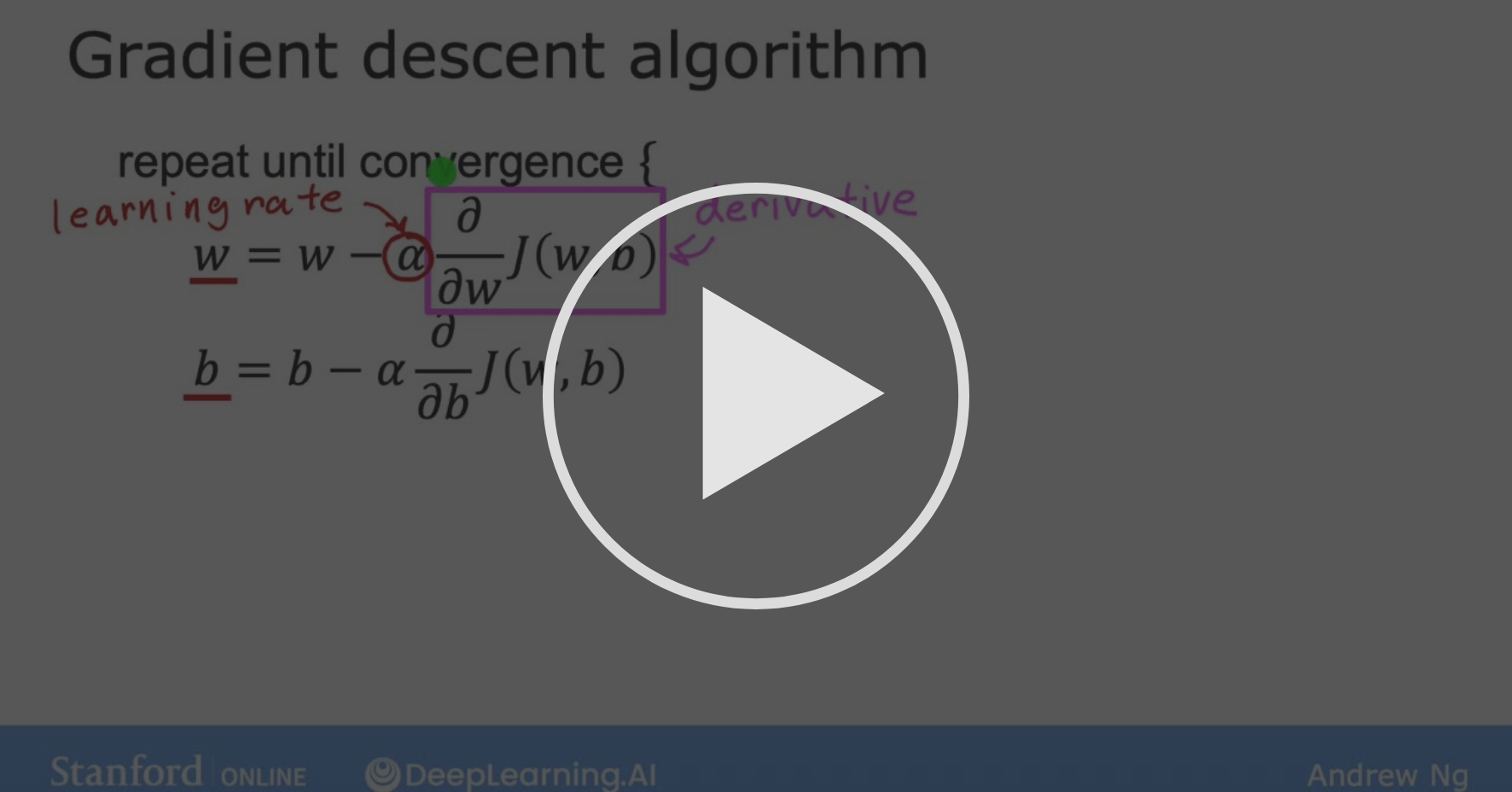 Gradient descent intuition - Week 1: Introduction to Machine Learning ...