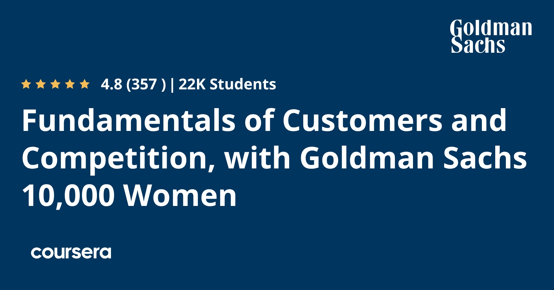 Fundamentals of Customers and Competition, with Goldman Sachs 10,000 Women