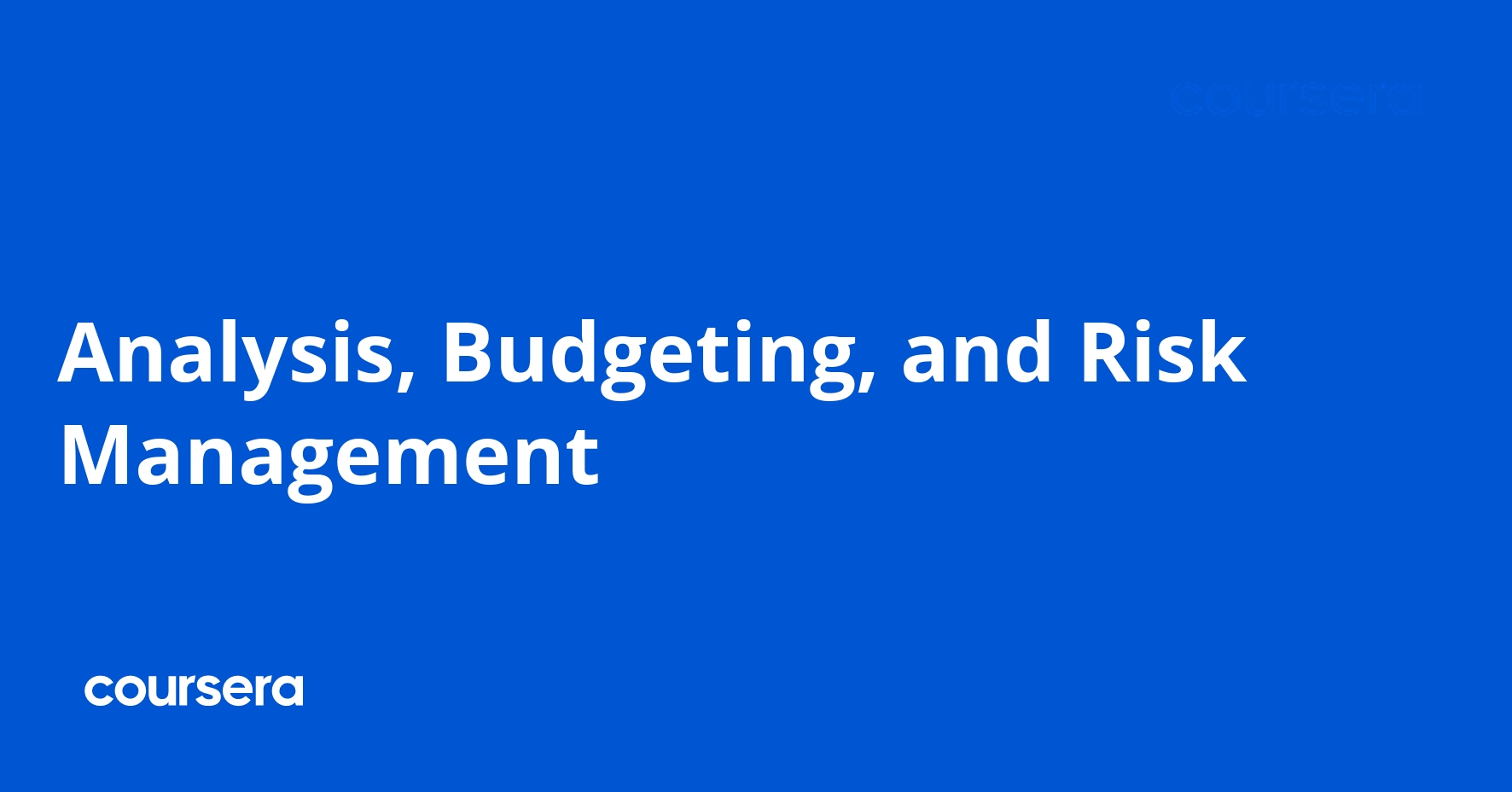 Analysis, Budgeting, and Risk Management