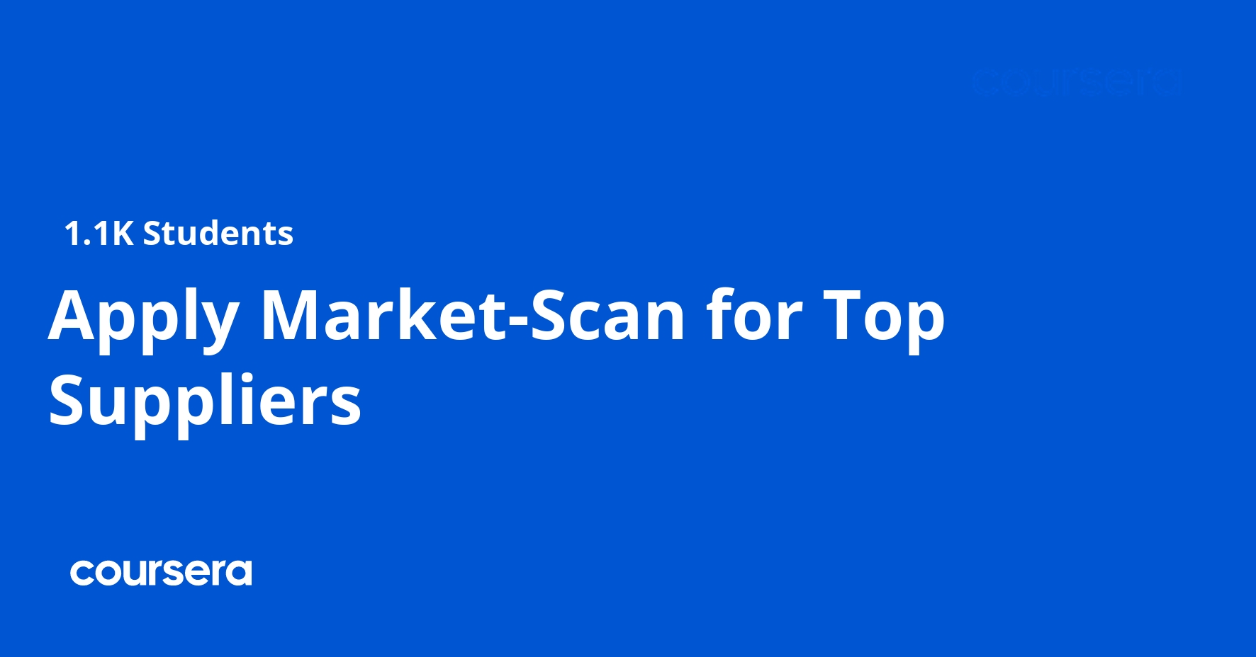 Apply Market-Scan for Top Suppliers