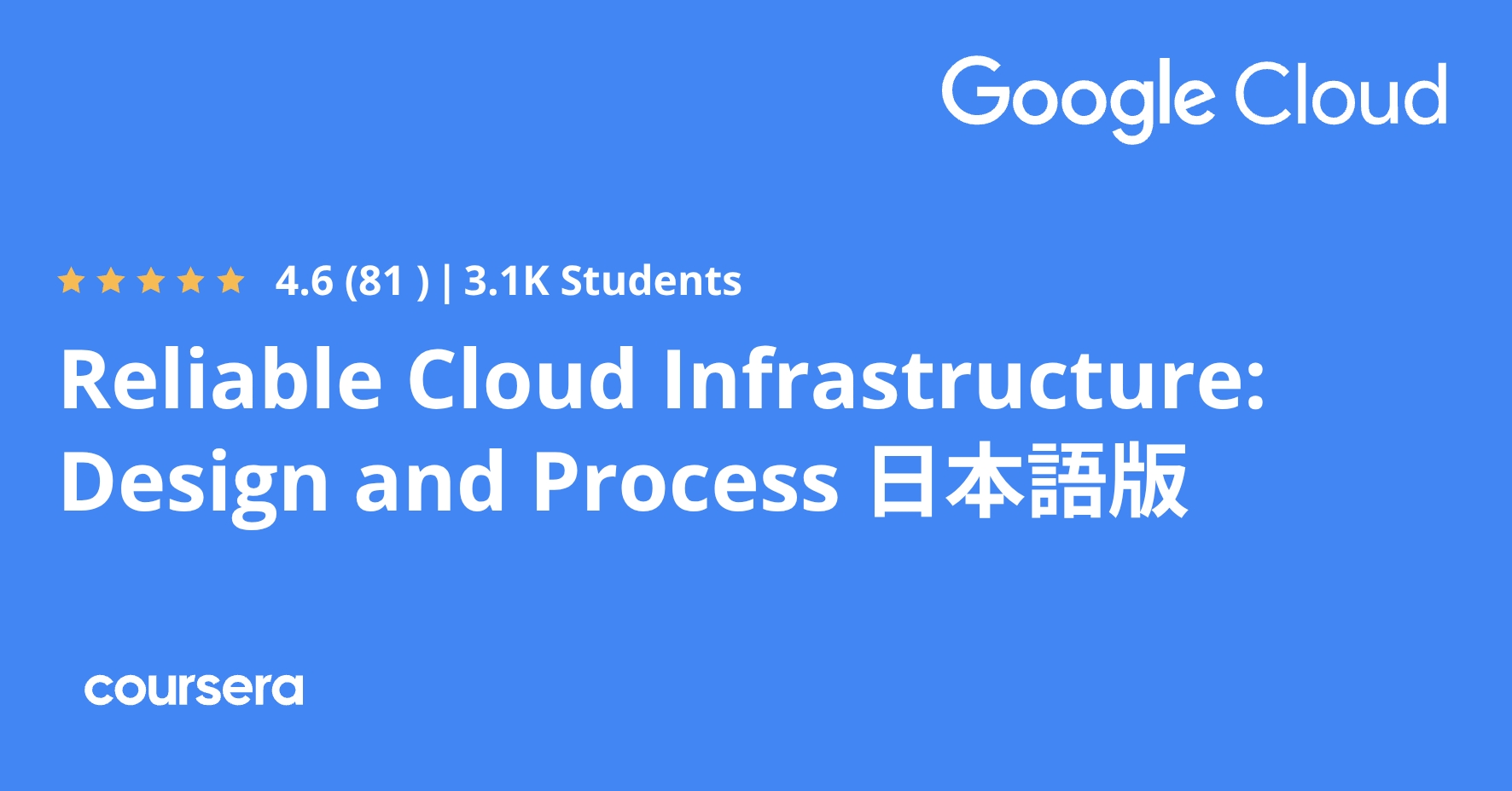 Reliable Cloud Infrastructure: Design and Process 日本語版 | Coursera