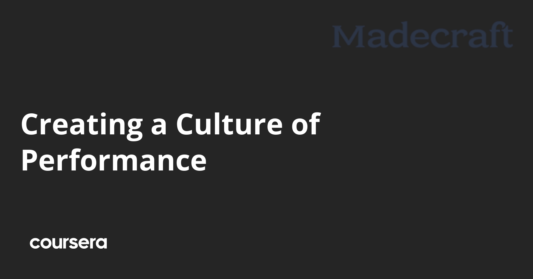 Creating a Culture of Performance