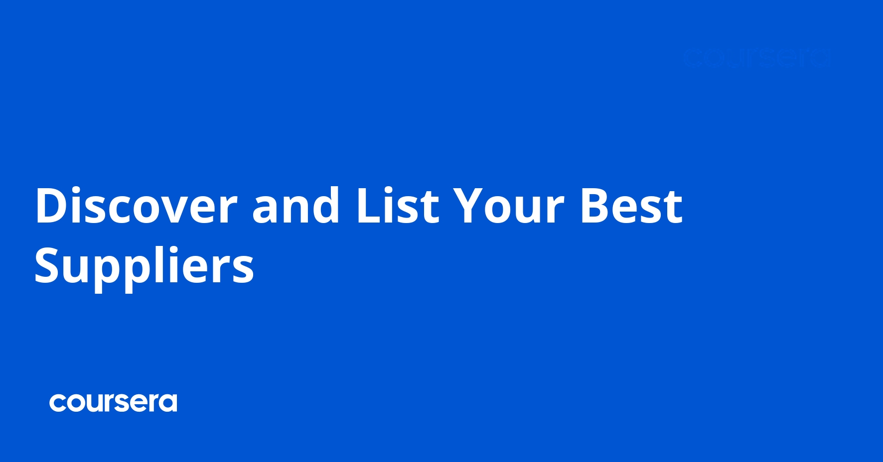 Discover and List Your Best Suppliers