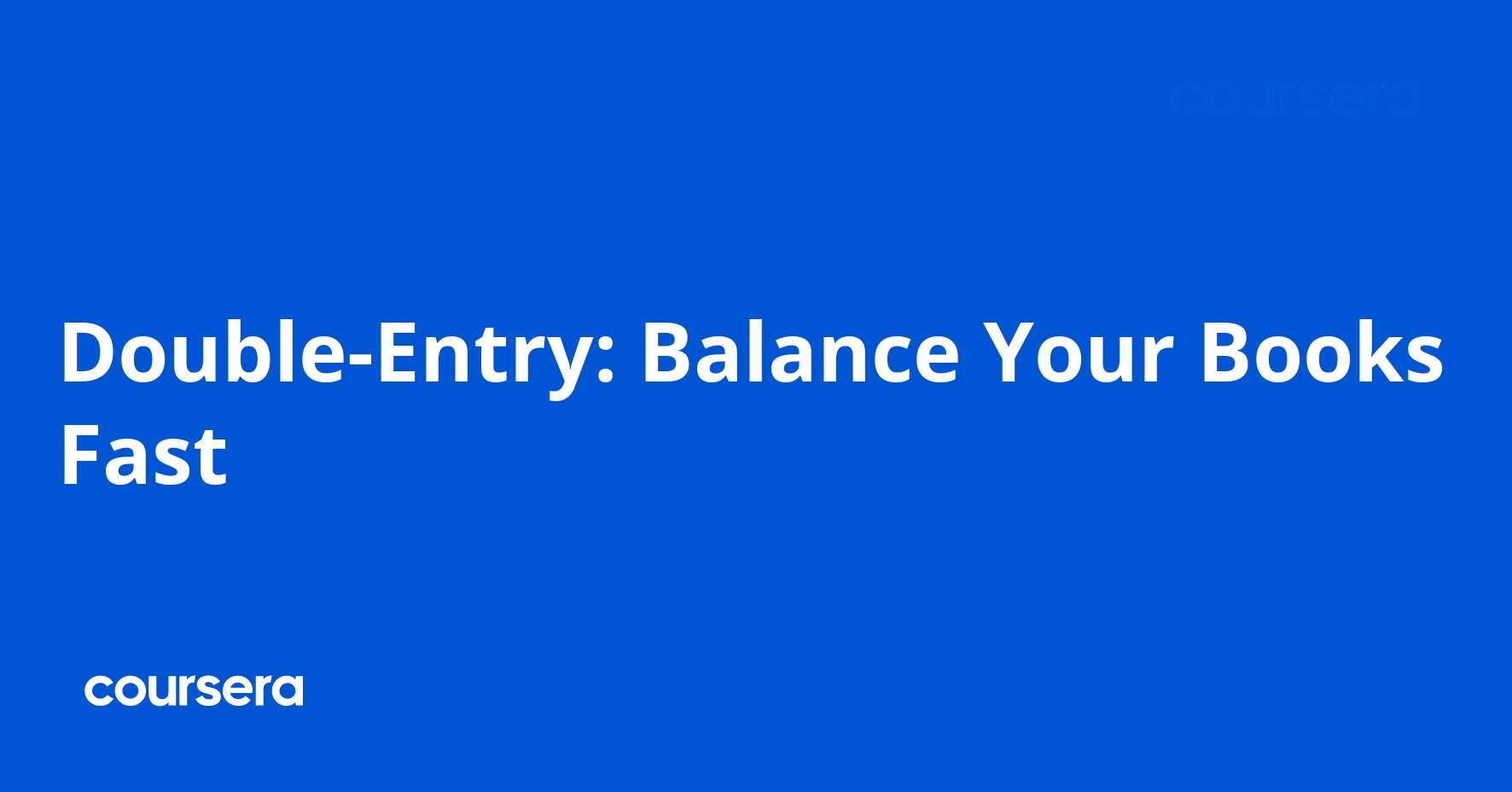 Double-Entry: Balance Your Books Fast
