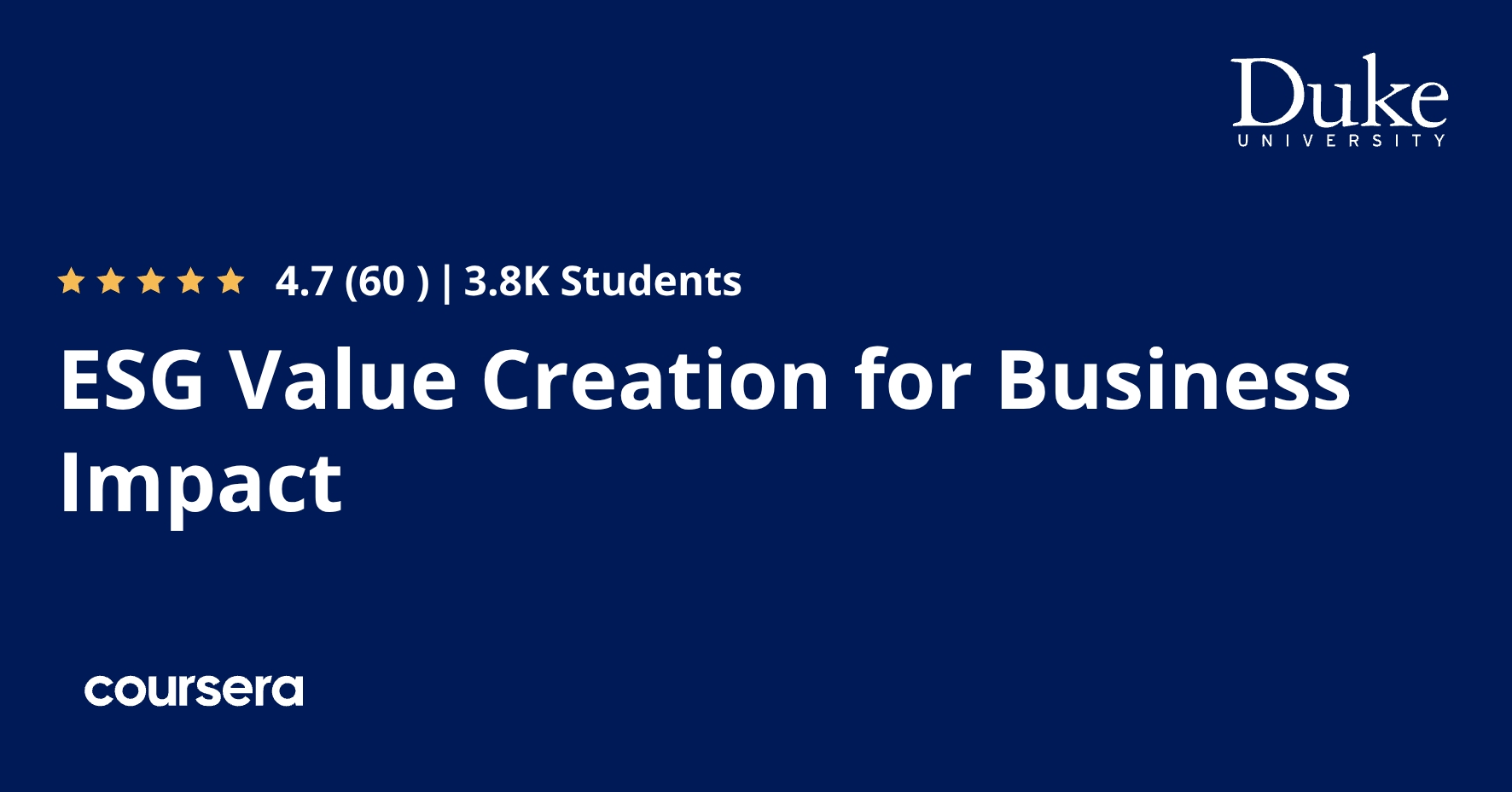 ESG Value Creation for Business Impact | Coursera