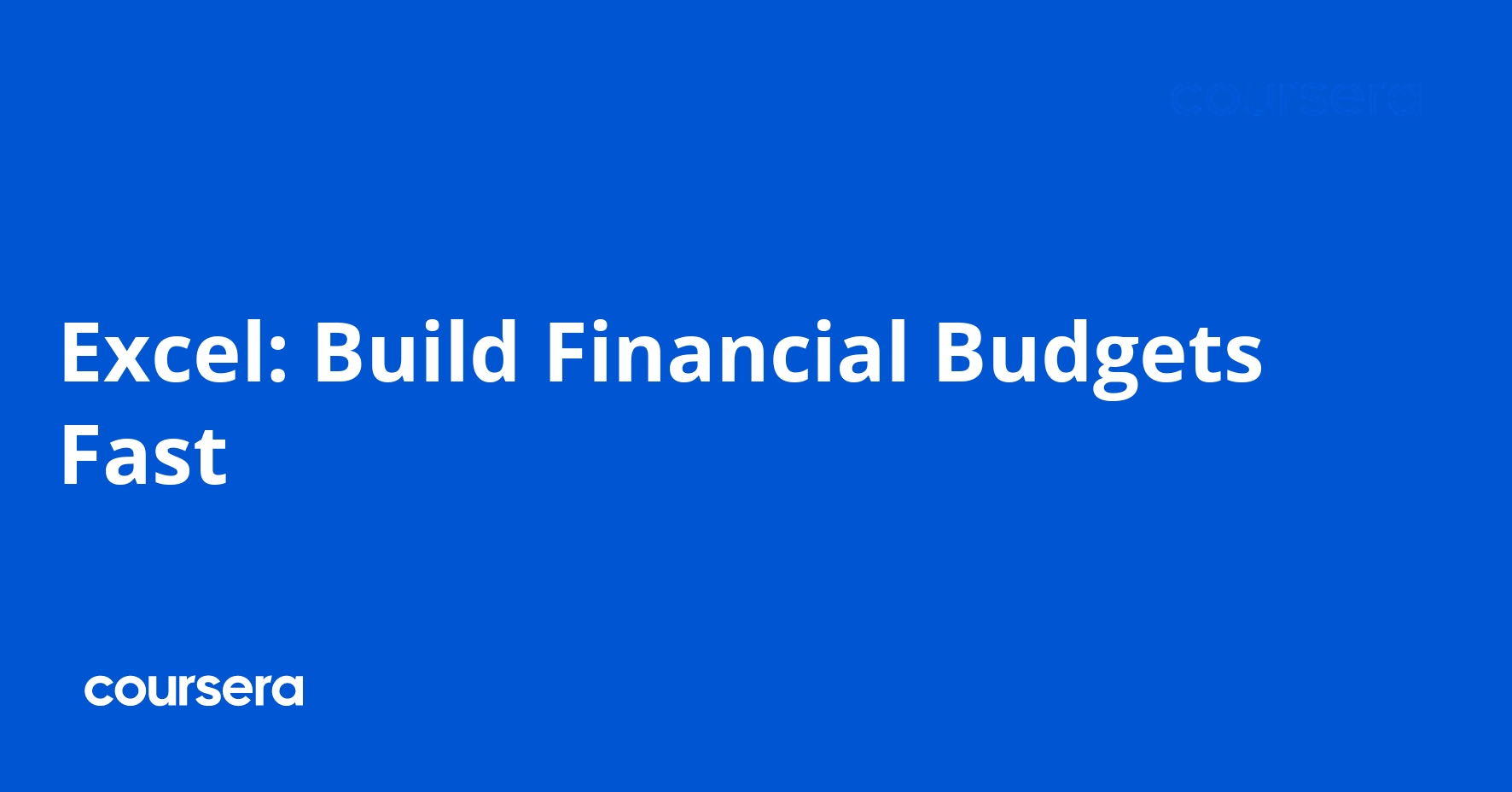 Excel: Build Financial Budgets Fast