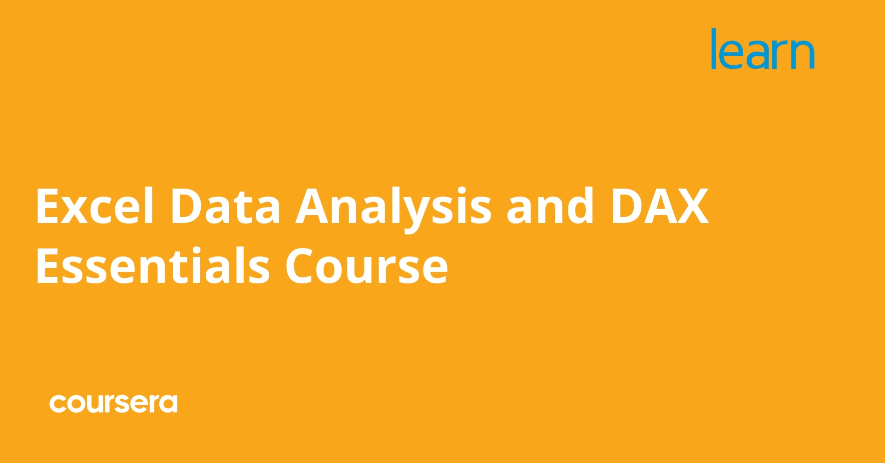 Excel Data Analysis and DAX Essentials Course | Coursera