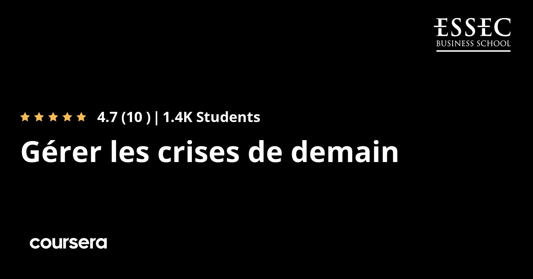 Gerer Les Crises De Demain Coursera