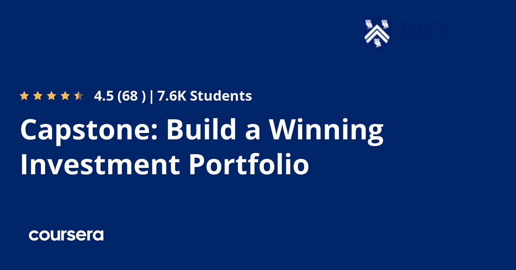 Capstone Build a Winning Investment Portfolio Coursera