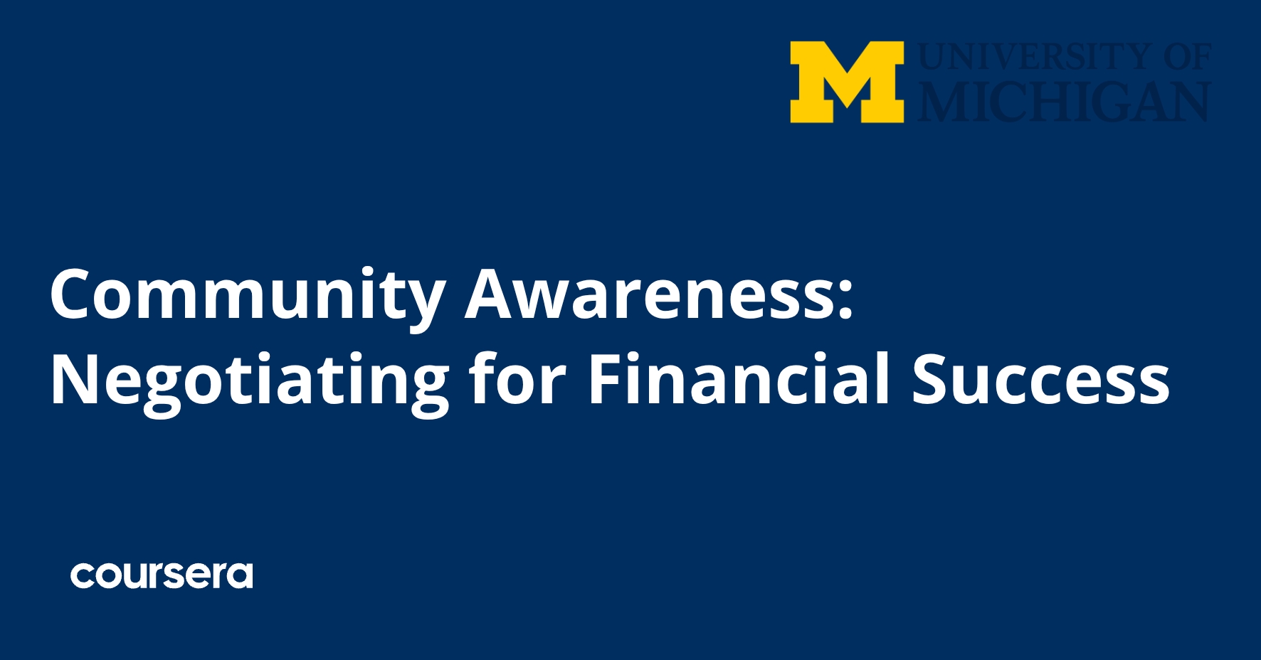 Community Awareness: Negotiating for Financial Success
