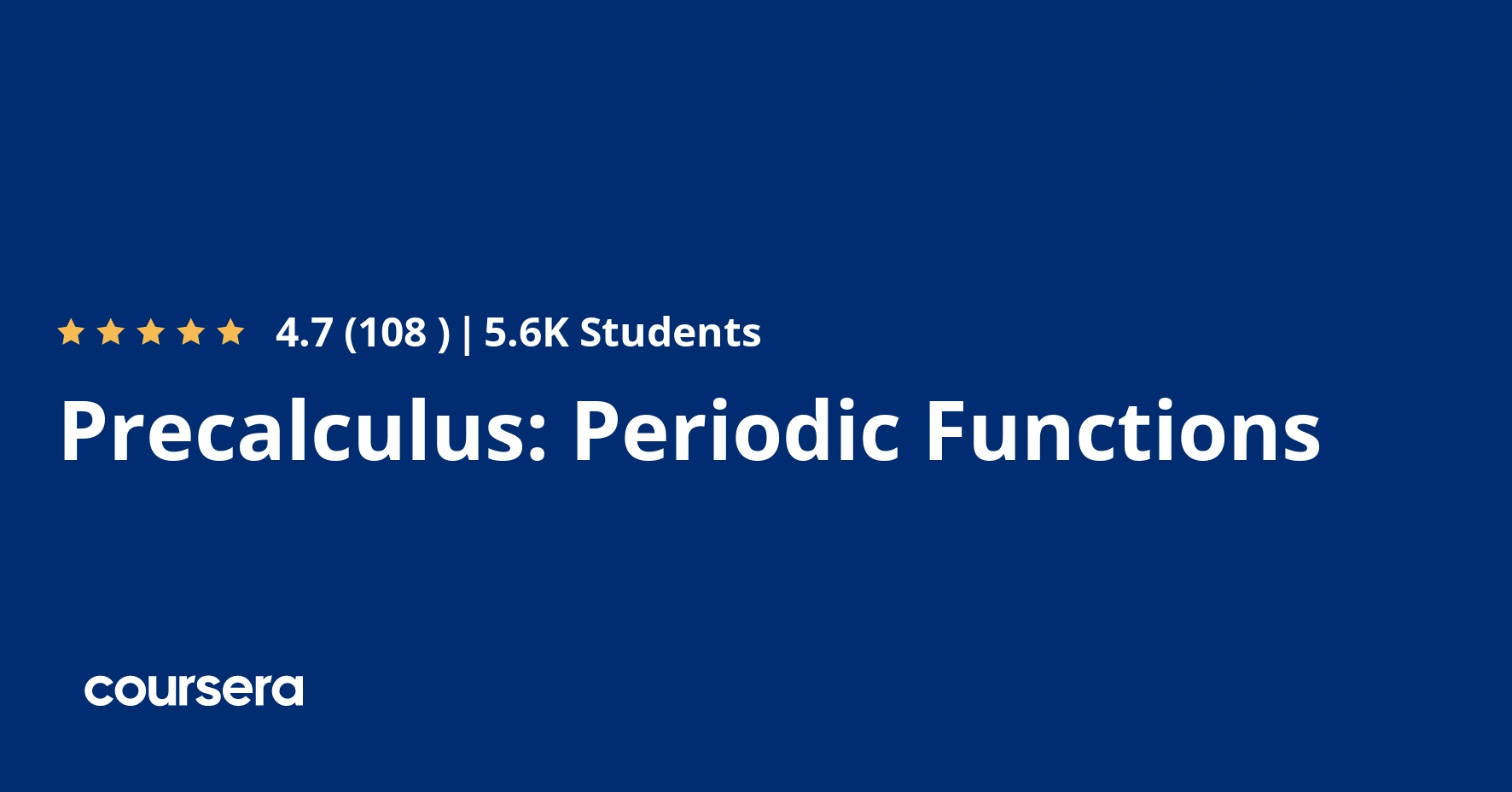 Precalculus: Periodic Functions | Coursera